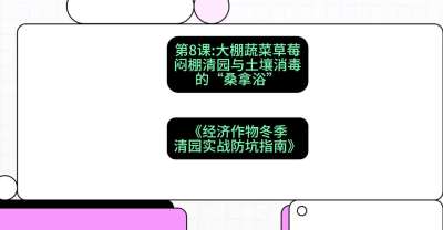 第8节：【大棚蔬菜草莓】闷棚清园与土壤消毒的&ldquo;桑拿浴&rdquo;，课程：《经济作物冬季清园&middot;实战防坑指南》#识农AI