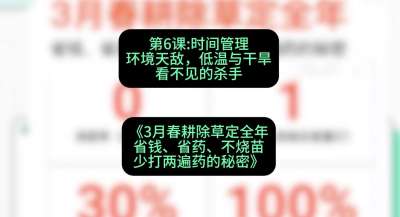 第6节：时间管理环境天敌，低温与干旱&mdash;&mdash;看不见的杀手，课程：《3月春耕除草定全年：省钱、省药、不烧苗、少打两遍药的秘密》